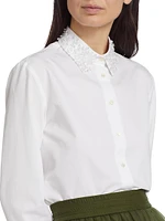 Faux Pearl Embellished Poplin Shirt