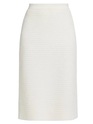 Mat Stitch Wool Midi-Skirt