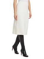 Mat Stitch Wool Midi-Skirt