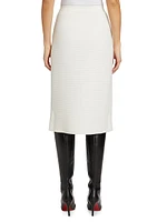 Mat Stitch Wool Midi-Skirt