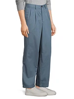 Cotton Double-Pleat Pants