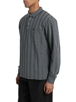 Striped Cotton Long-Sleeve Polo Shirt