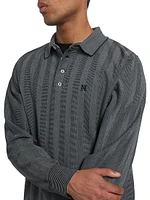 Striped Cotton Long-Sleeve Polo Shirt