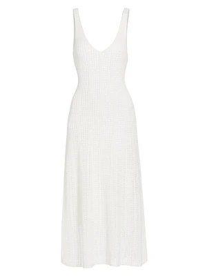 Mesh Grid Godet Midi-Dress