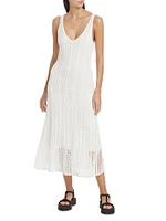 Mesh Grid Godet Midi-Dress