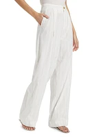 Casual Stripe Pleated Trousers