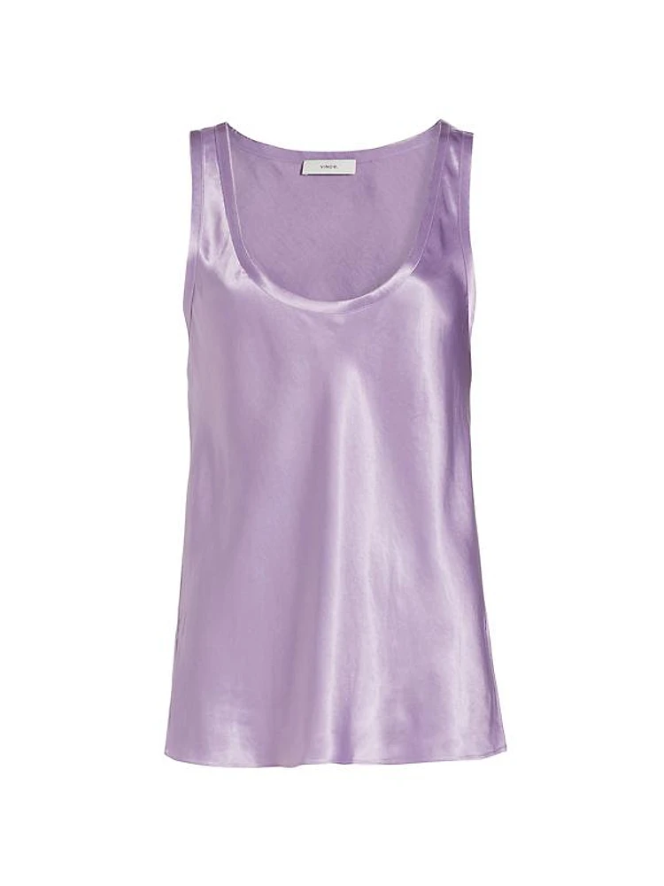 Scoopneck Satin Raw-Edge Tank