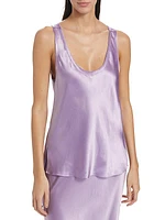 Scoopneck Satin Raw-Edge Tank