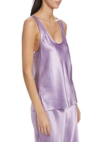 Scoopneck Satin Raw-Edge Tank