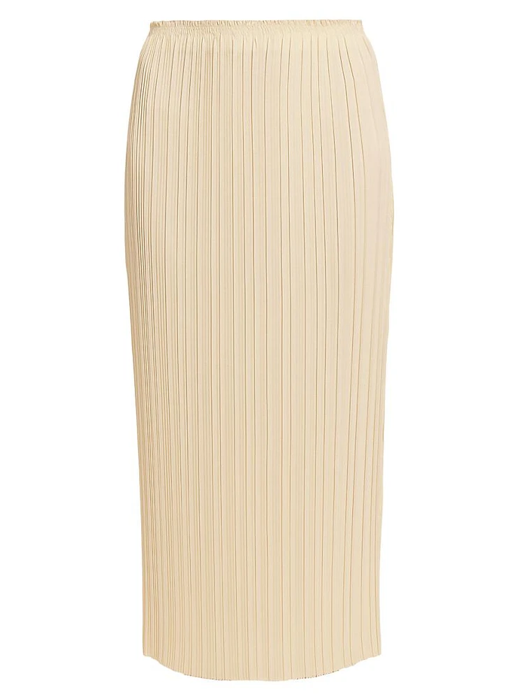 Pleated Straight Midi-Skirt