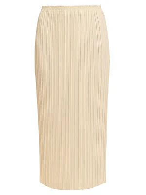 Pleated Straight Midi-Skirt