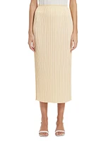 Pleated Straight Midi-Skirt