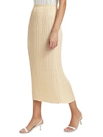 Pleated Straight Midi-Skirt