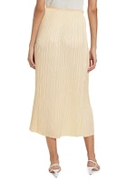 Pleated Straight Midi-Skirt