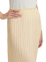 Pleated Straight Midi-Skirt