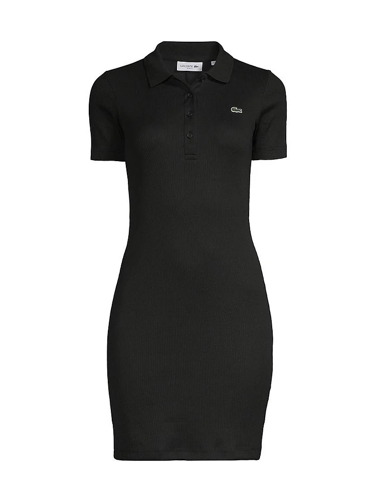 Ribbed Cotton Polo Minidress