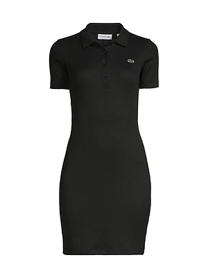 Ribbed Cotton Polo Minidress