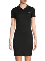 Ribbed Cotton Polo Minidress