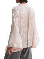 Magda Pleated Bell-Sleeve Blouse