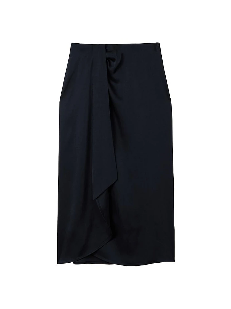 Bella Draped Tie-Waist Midi-Skirt