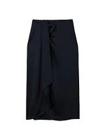 Bella Draped Tie-Waist Midi-Skirt