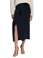 Bella Draped Tie-Waist Midi-Skirt