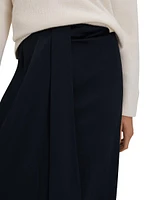 Bella Draped Tie-Waist Midi-Skirt