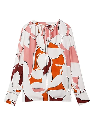 Tess Floral Split-Neck Blouse