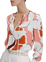 Tess Floral Split-Neck Blouse