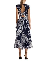 Becci Floral Open-Back Midi-Dress