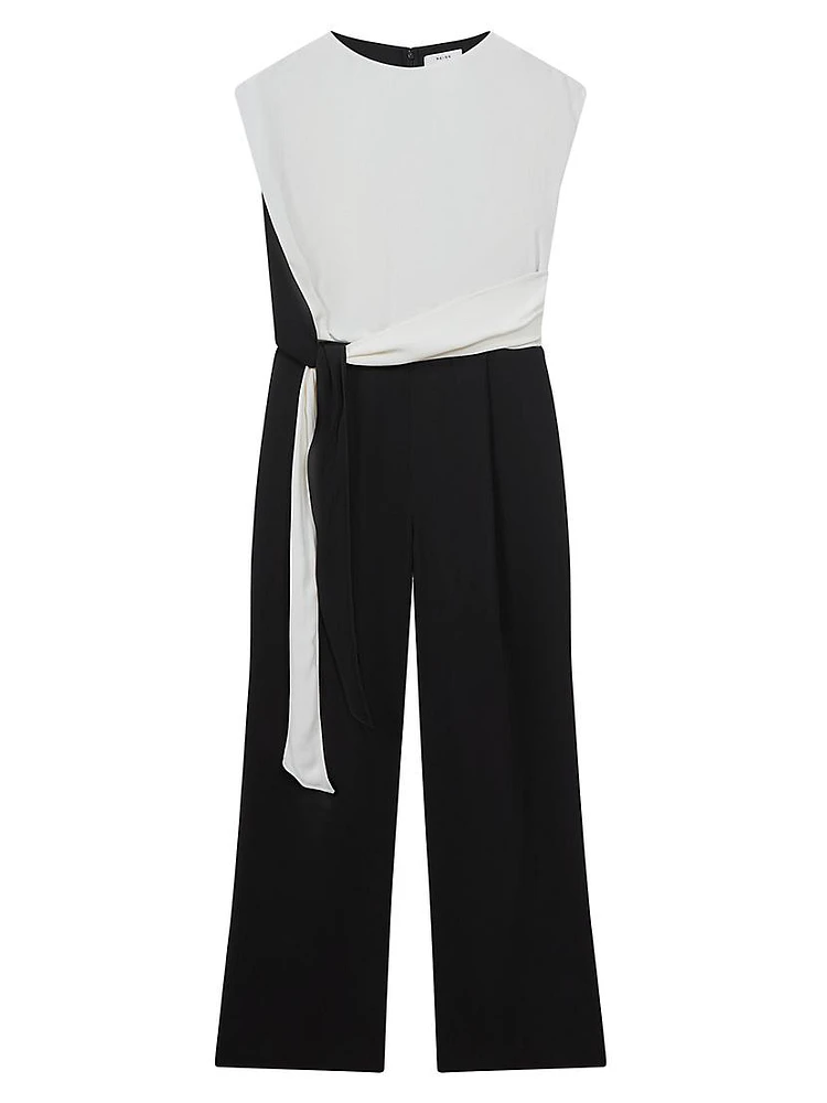 Alba Tie-Waist Crepe Jumpsuit