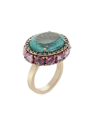 18K White Gold & Multi-Gemstone Ring