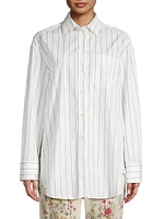 Corolla Striped Cotton & Floral Silk Shirt