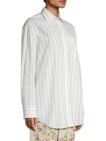 Corolla Striped Cotton & Floral Silk Shirt