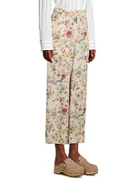 Gradara Floral Silk Pull-On Pants