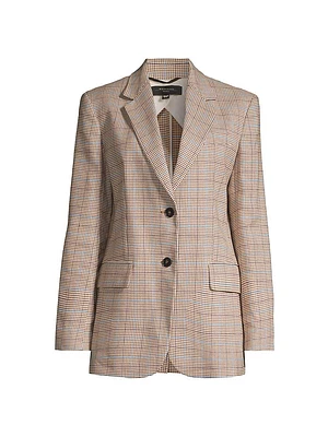 Peirak Glen Check Linen & Cotton Blazer