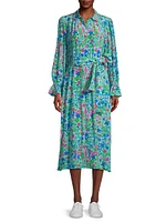 Ciad Floral Silk Midi-Shirtdress