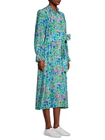 Ciad Floral Silk Midi-Shirtdress