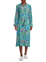 Ciad Floral Silk Midi-Shirtdress