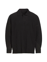 MC January Pleated Long-Sleeve Polo Shirt