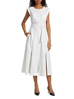 Karina CottonTie-Waist Sleeveless Midi-Dress