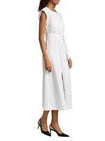 Karina CottonTie-Waist Sleeveless Midi-Dress