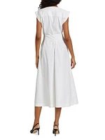 Karina CottonTie-Waist Sleeveless Midi-Dress