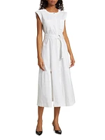 Karina CottonTie-Waist Sleeveless Midi-Dress