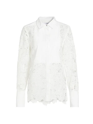 Megan Floral Embroidered Cotton Sheer Shirt