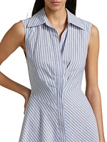 Themis Striped Cotton Sleeveless Shirtdress