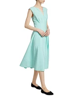 Marcie Cap-Sleeve Silk-Blend Midi-Dress