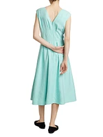 Marcie Cap-Sleeve Silk-Blend Midi-Dress