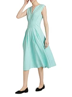 Marcie Cap-Sleeve Silk-Blend Midi-Dress