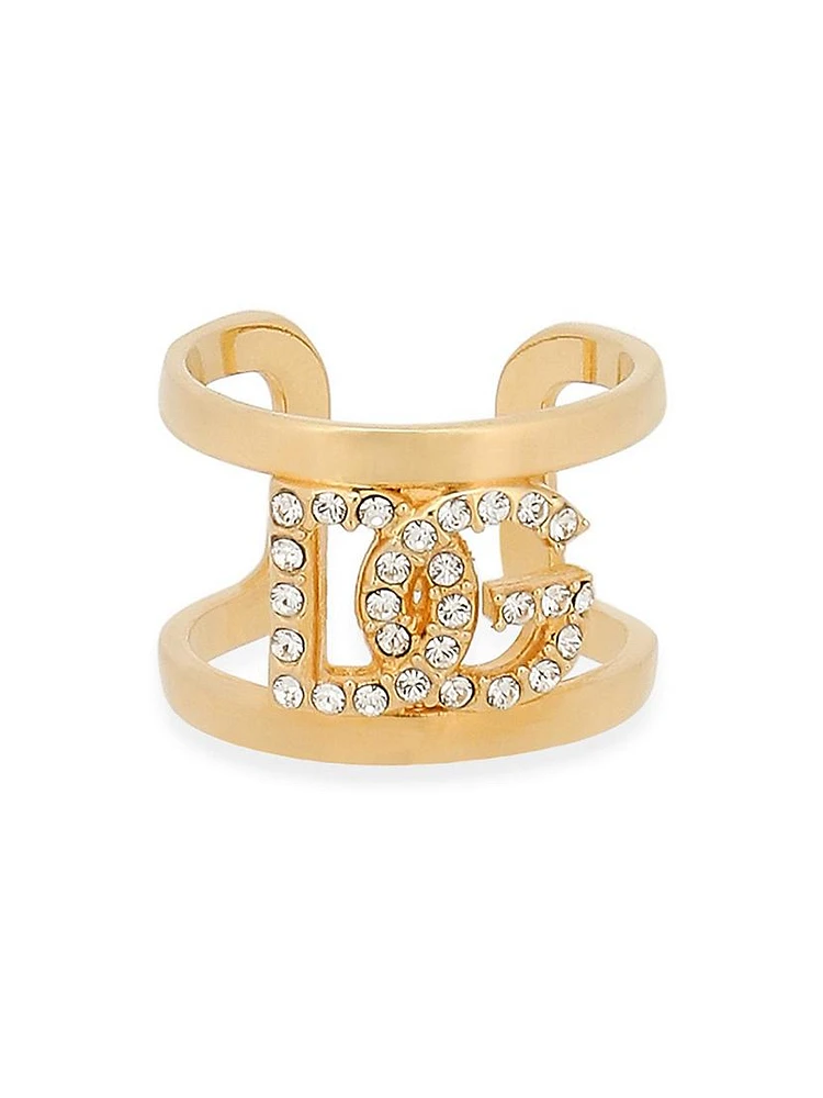 Goldtone & Glass Crystal Monogram Ring